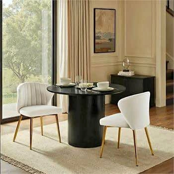 New-ETTA AVENUE EUCLID DINING CHAIRS Ivory Velvet (Set of 2)