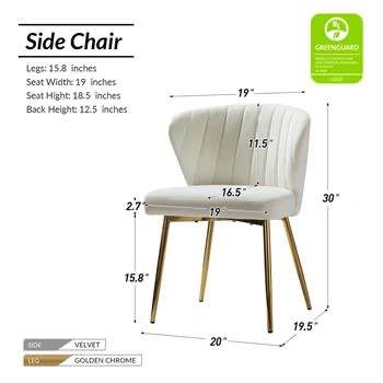 New-ETTA AVENUE EUCLID DINING CHAIRS Ivory Velvet (Set of 2) - photo 2