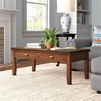 Simpli Home Artisan 46" Solid Wood Coffee Table