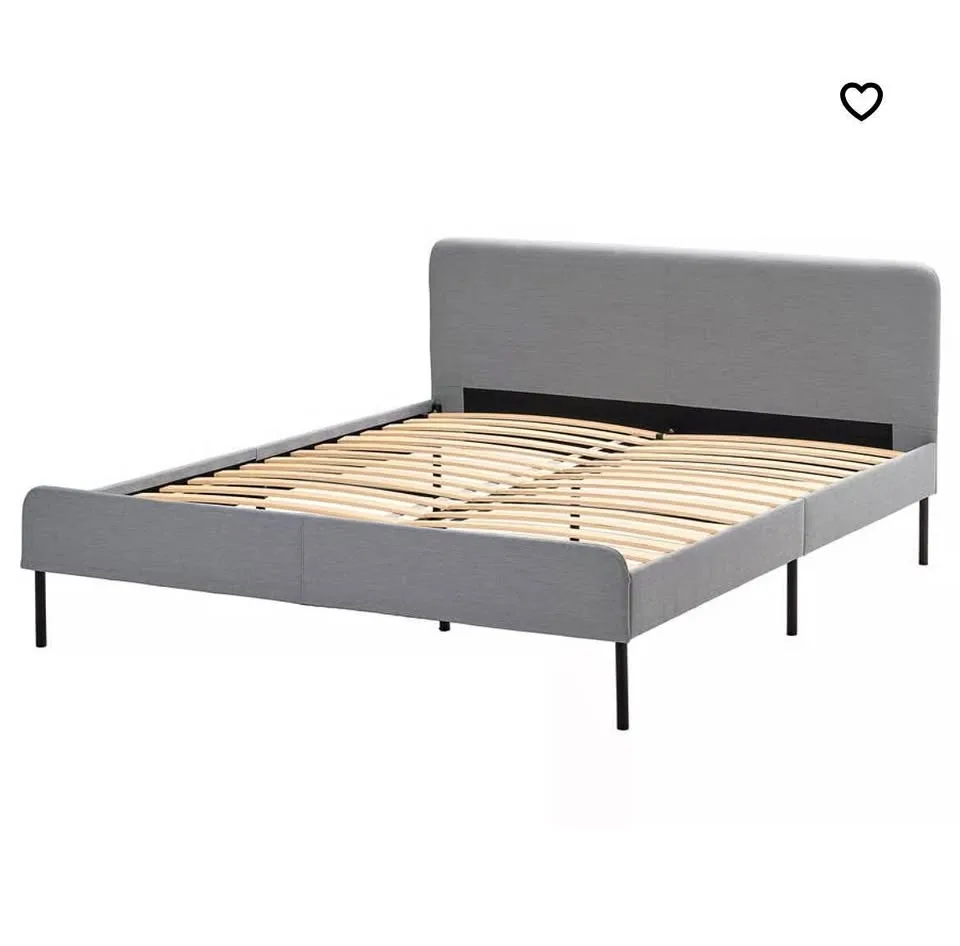 IKEA SLATTUM Upholstered bed frame,light gray, Full thumbnail