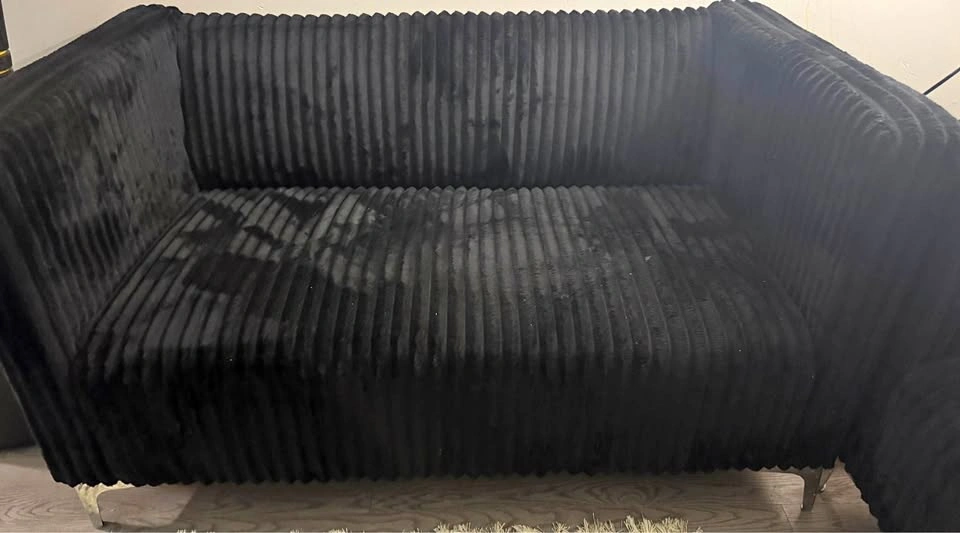 Black Velvet Corduroy Sofa Set