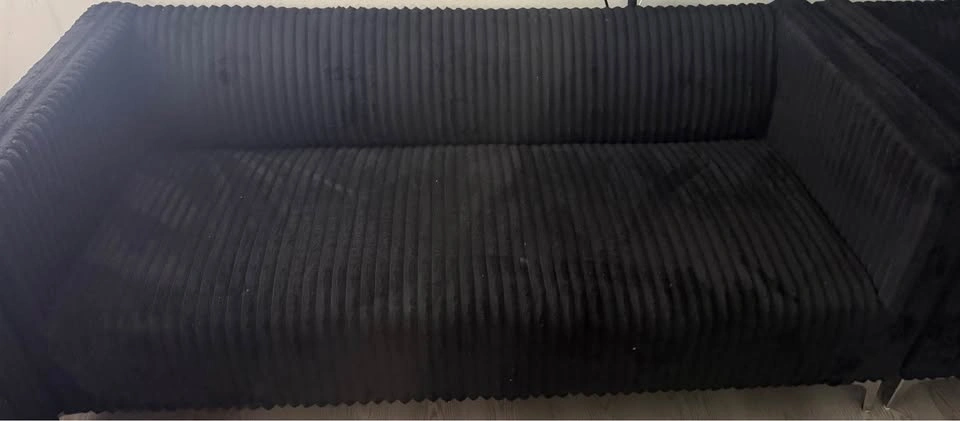 Black Velvet Corduroy Sofa Set - photo 3