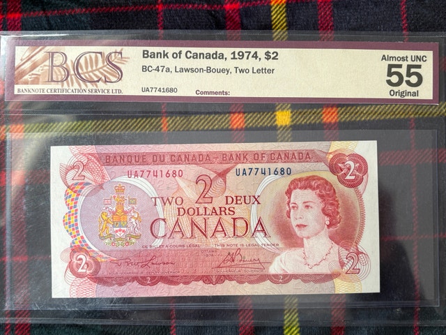 1974 Bank of Canada $2 BC-47a Lawson-Bouey UA7741680 Near UNC 55