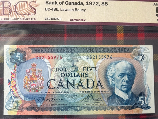 1972 Bank of Canada $5 BC-48b Lawson-Bouey CS2155976 Near UNC58 - photo 2