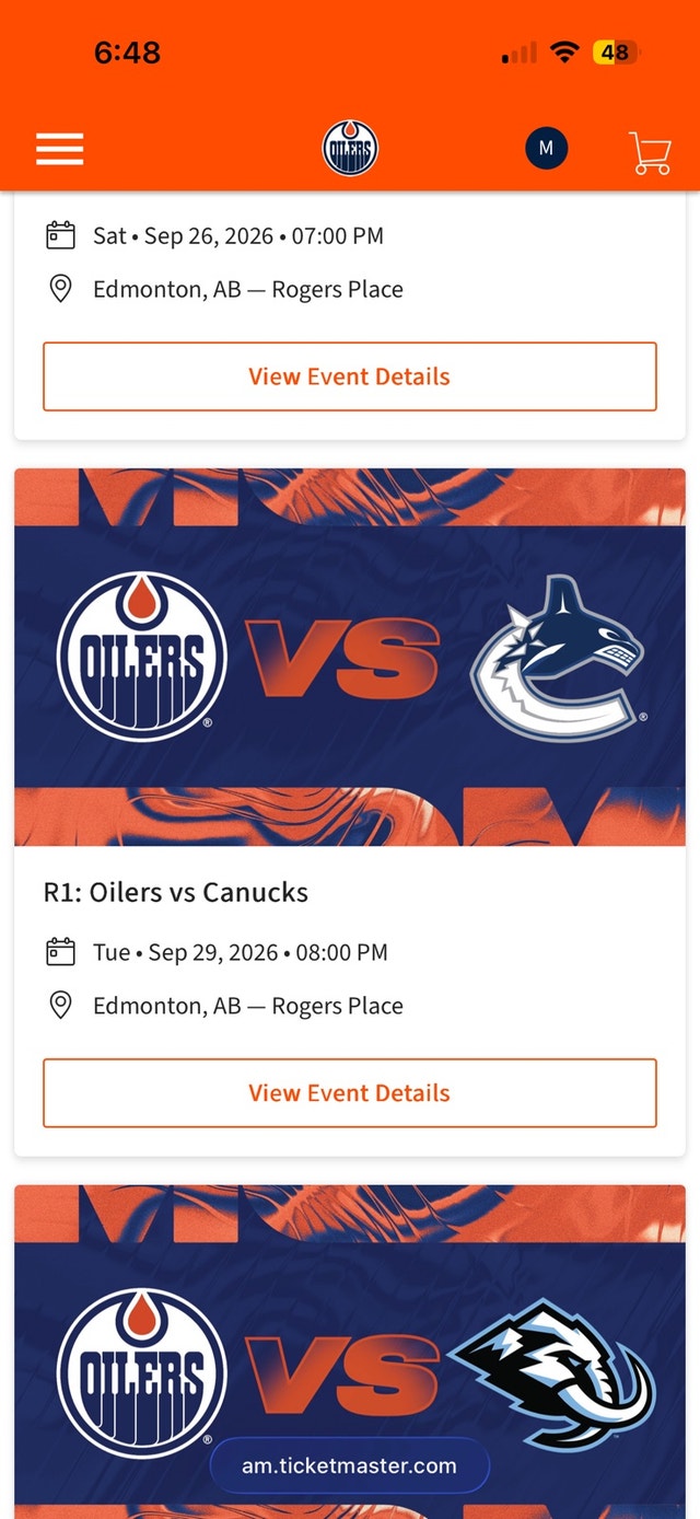 Oilers Vs Canucks 29 September Rogers Place - 4 tickets