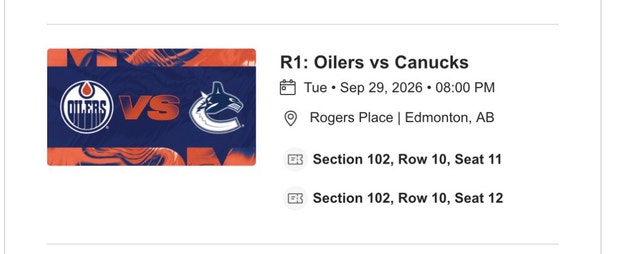 Oilers vs Canucks September 29 in Edmonton, Home Opener