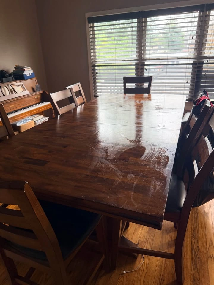 Large Wood Dining Table Set with 8 Chairs + Removable Leaf - photo 3