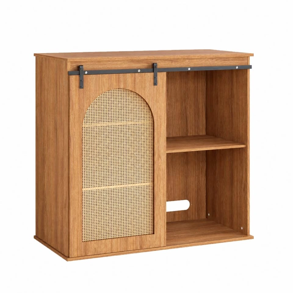 43” Rattan Sliding Door Storage Cabinet / Coffee Bar - photo 2