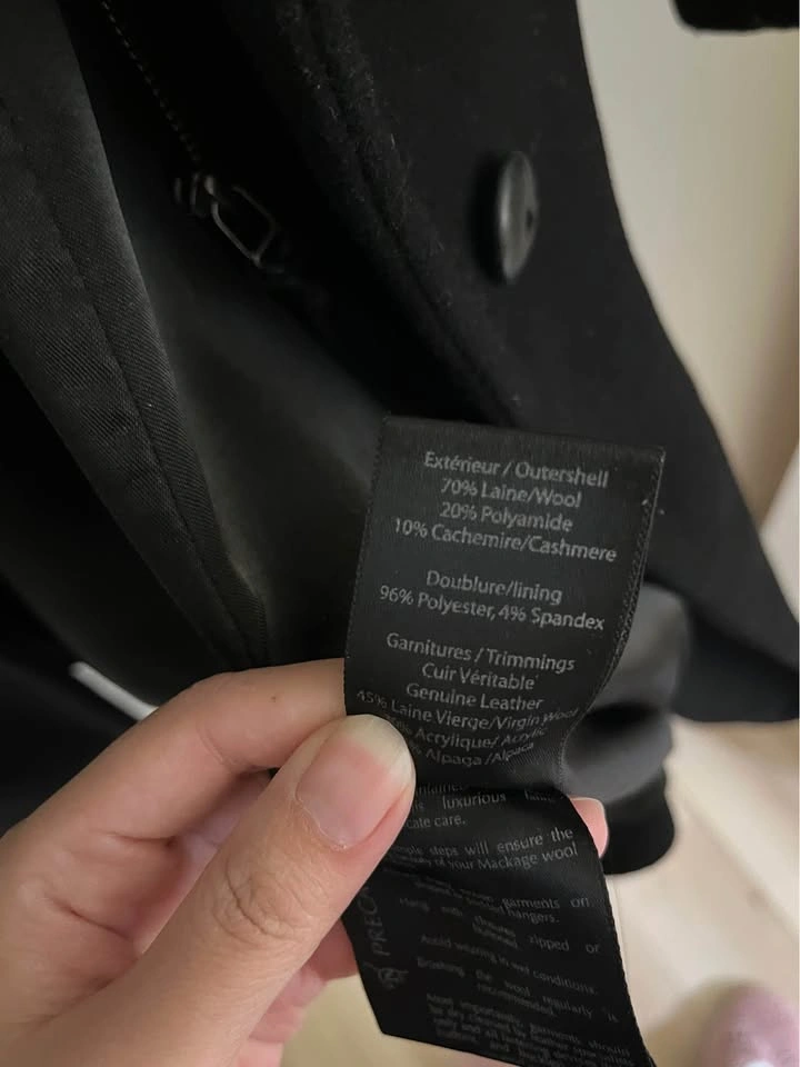 Mackage Black Wool Cashmere Coat S/P - photo 3