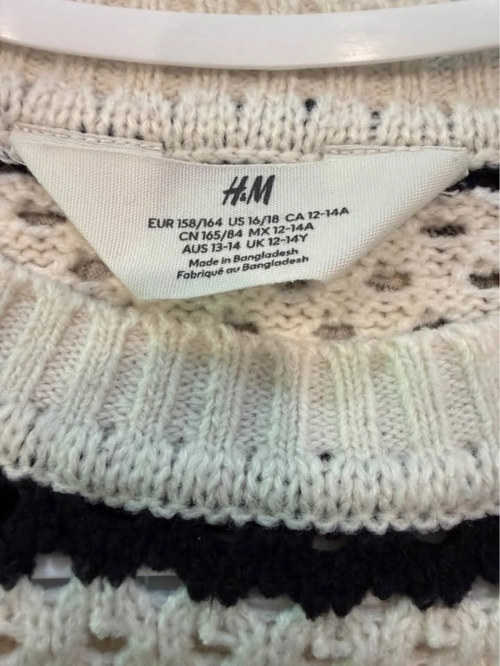 H&M Striped Open-Knit Cropped Sweater Size 16/18 - photo 2