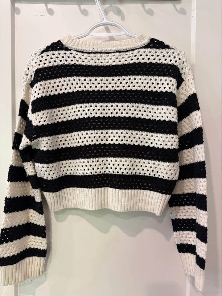 H&M Striped Open-Knit Cropped Sweater Size 16/18 - photo 3
