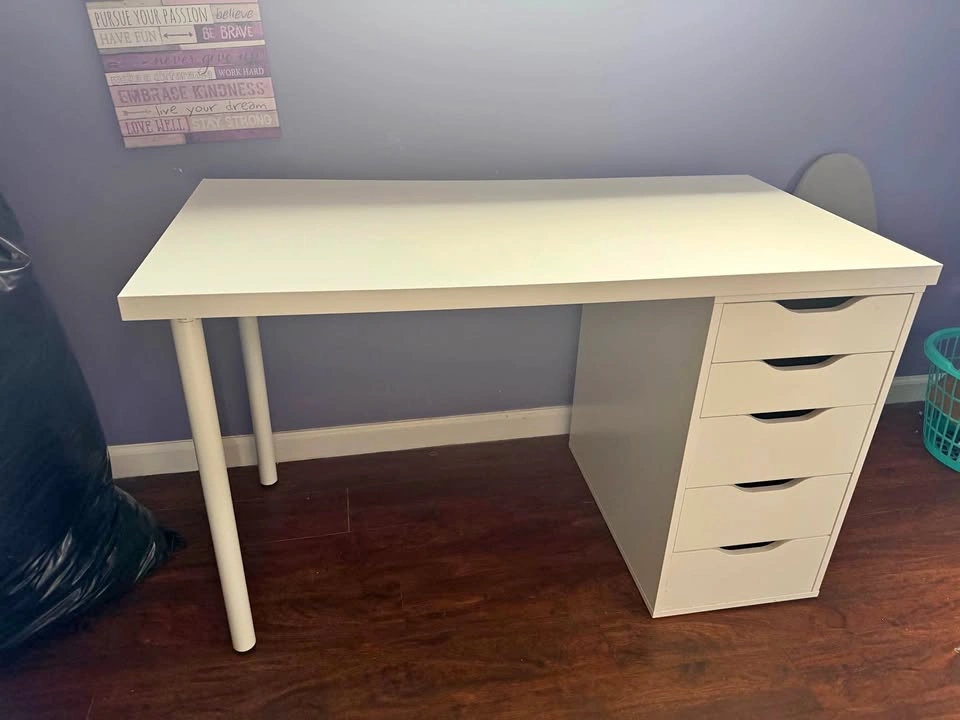 IKEA White Desk with 5-Drawer Storage