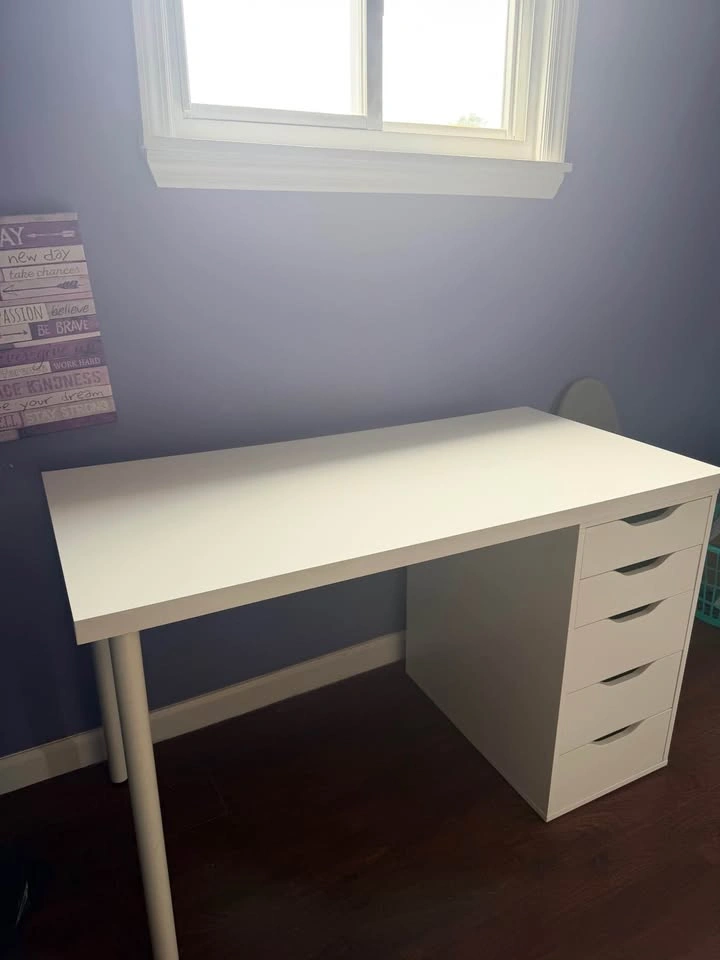 IKEA White Desk with 5-Drawer Storage - photo 2