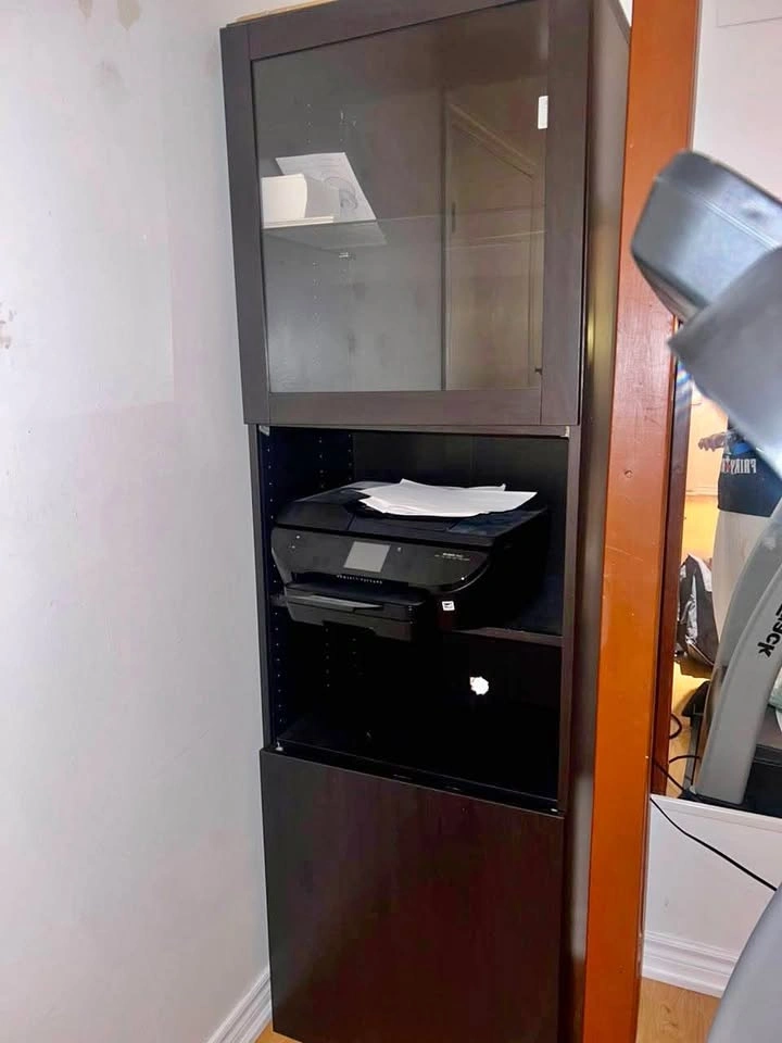 IKEA Black-Brown Cabinet with Glass Door