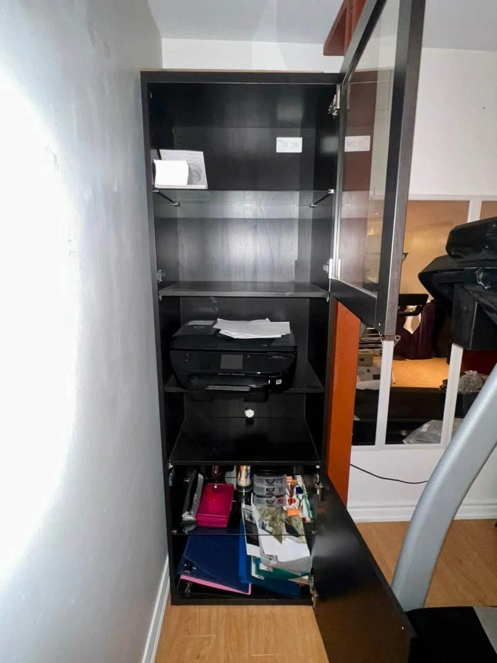 IKEA Black-Brown Cabinet with Glass Door - photo 3
