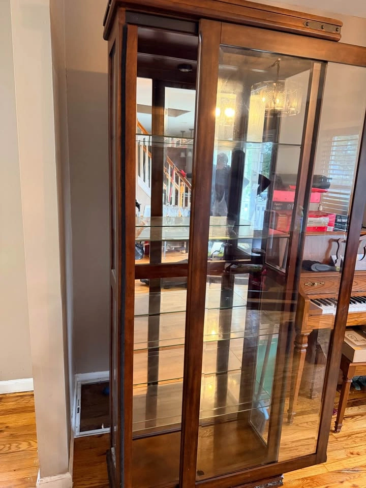 Wood & Glass Curio / China Display Cabinet with Glass Shelves - photo 2