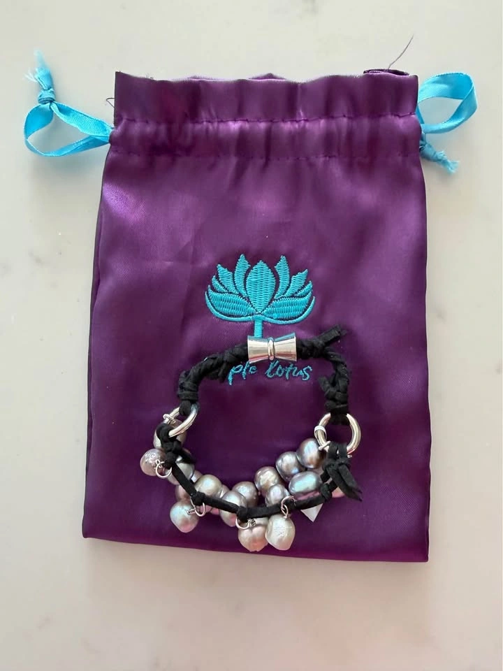 Freshwater black/silver pearl bracelet - photo 3