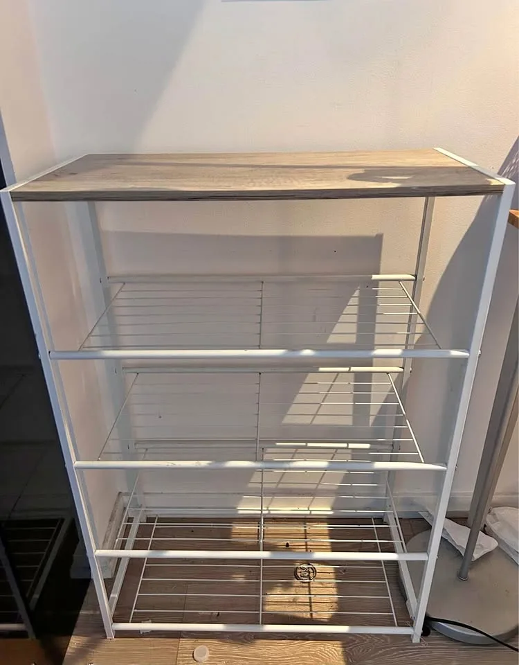 Wood & White metal shelf/ rack Unit - 5 tier thumbnail