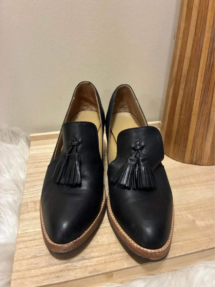 Poppy Barley Black 100% Leather Shoes 2in Heel size 6.5 - photo 2