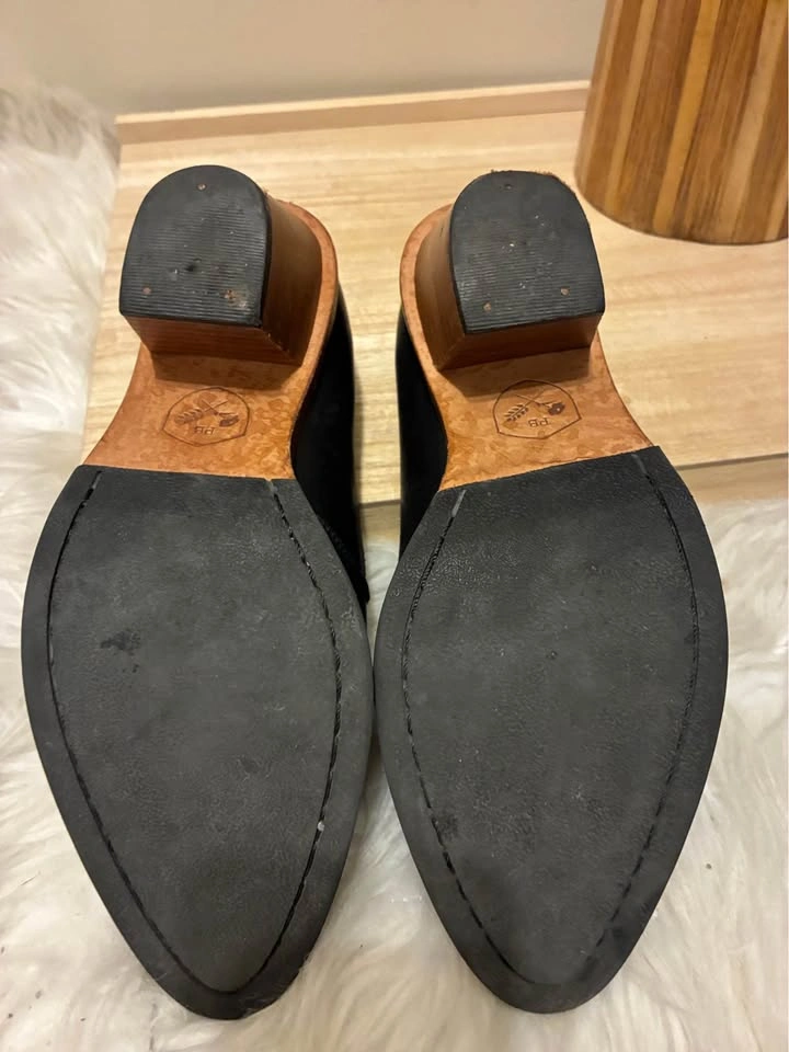 Poppy Barley Black 100% Leather Shoes 2in Heel size 6.5 - photo 4