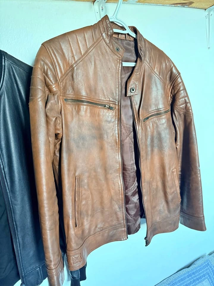 Brown Leather Moto Jacket