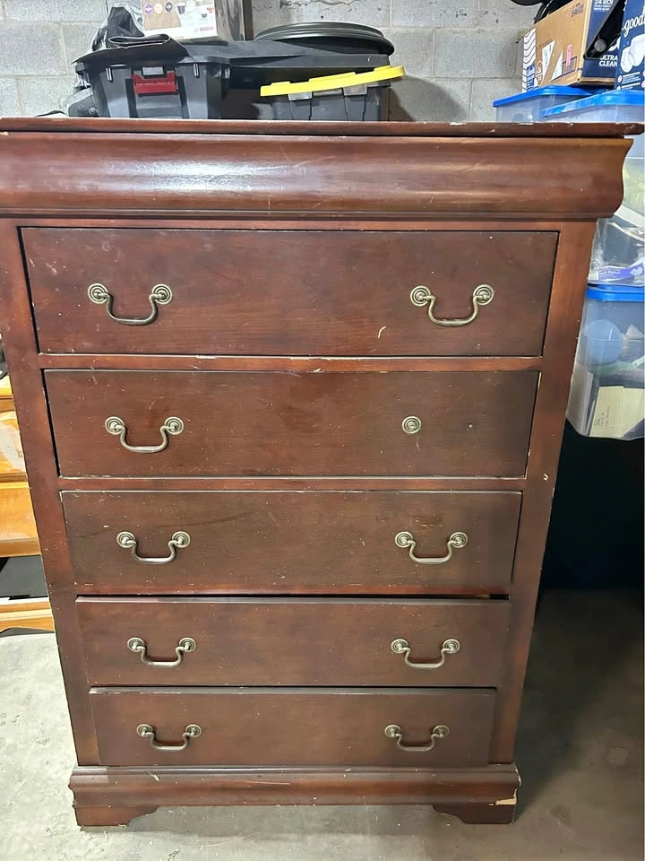 Wooden tall boy dresser vintage