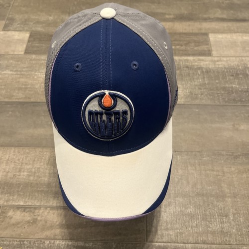 Oilers NHL Reebok Gray Purple Blue White S-M Cap Embroidery