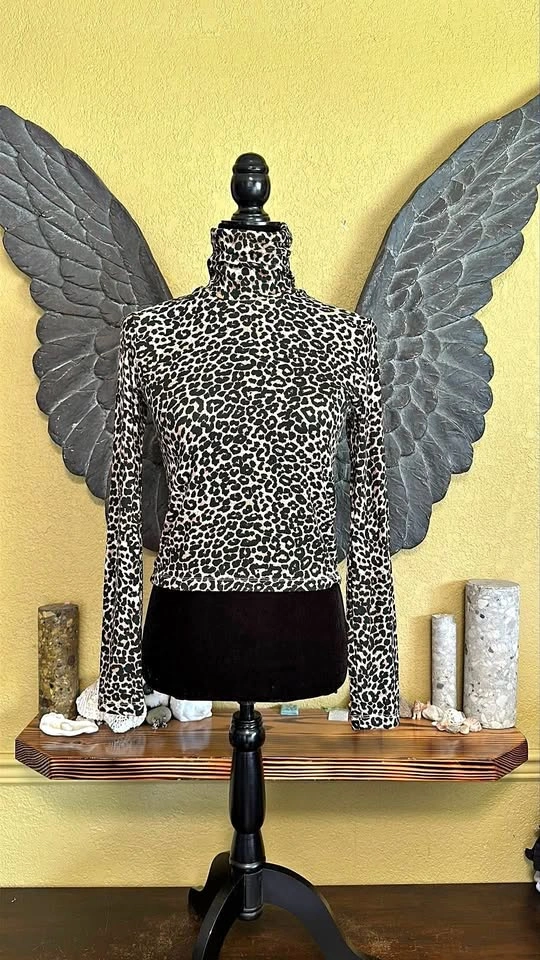 Zara Animal Print Turtle Neck Longsleeve Crop Top