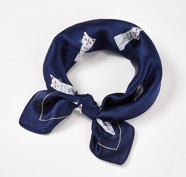 Brand New Novelty Cat Print Silk-Style Square Scarf / Bandana - photo 5