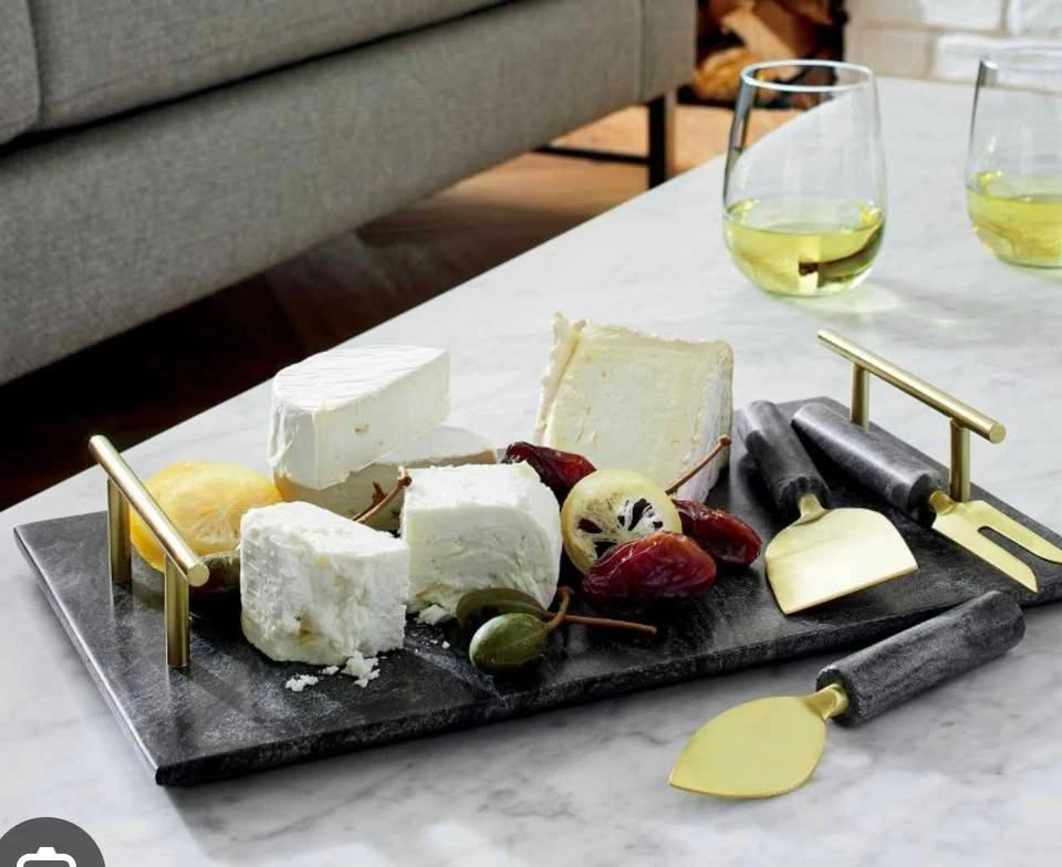 Black Marble Cheese Board + Knife Set — Brand New - photo 2