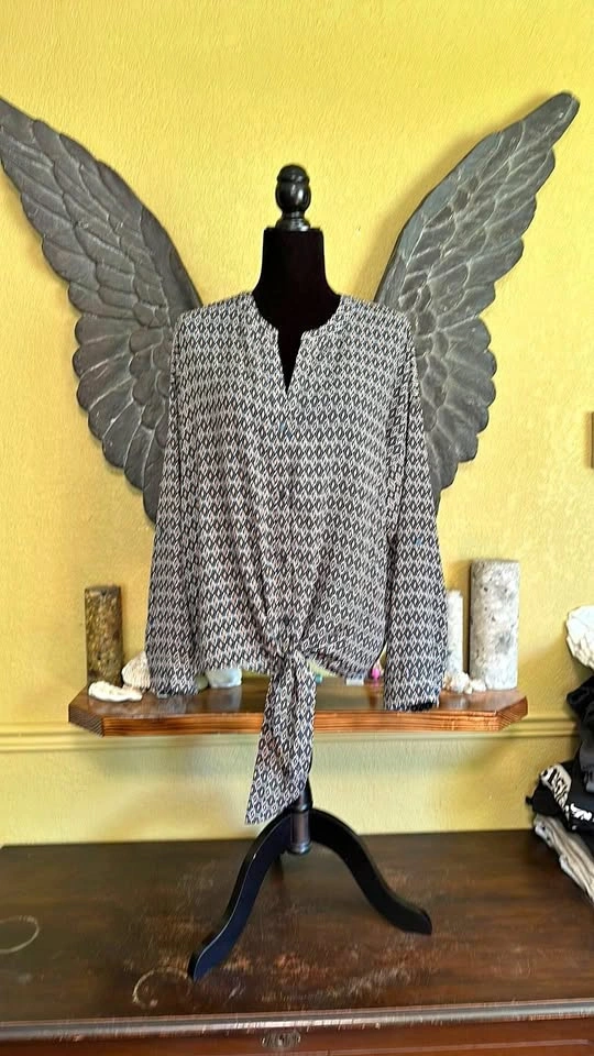 Pleione Button Down Shirt With Front Tie