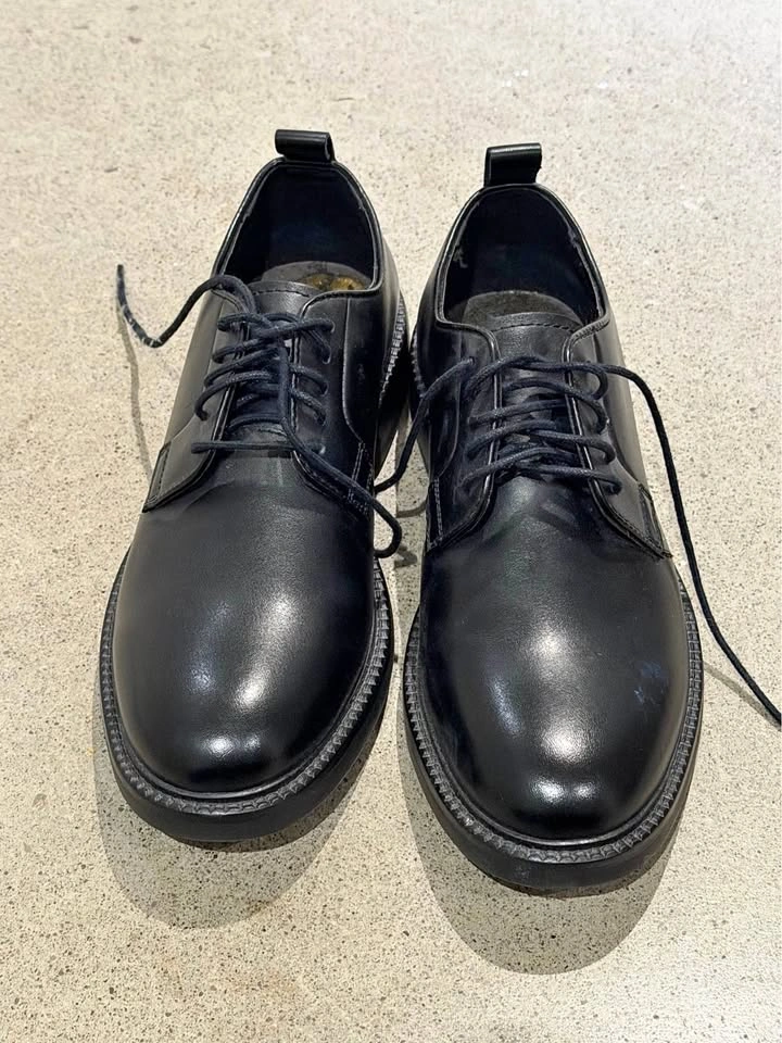 Black Leather Derby Shoes