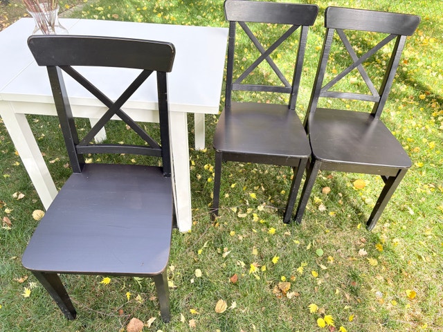 IKEA Nordviken drop leaf table and 3 Ingolf chairs - photo 4