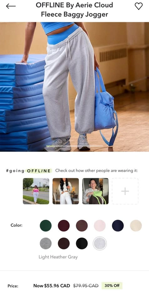 OFFLINE By Aerie Cloud Fleece Set - XL Long Joggers & XL Crew - photo 2