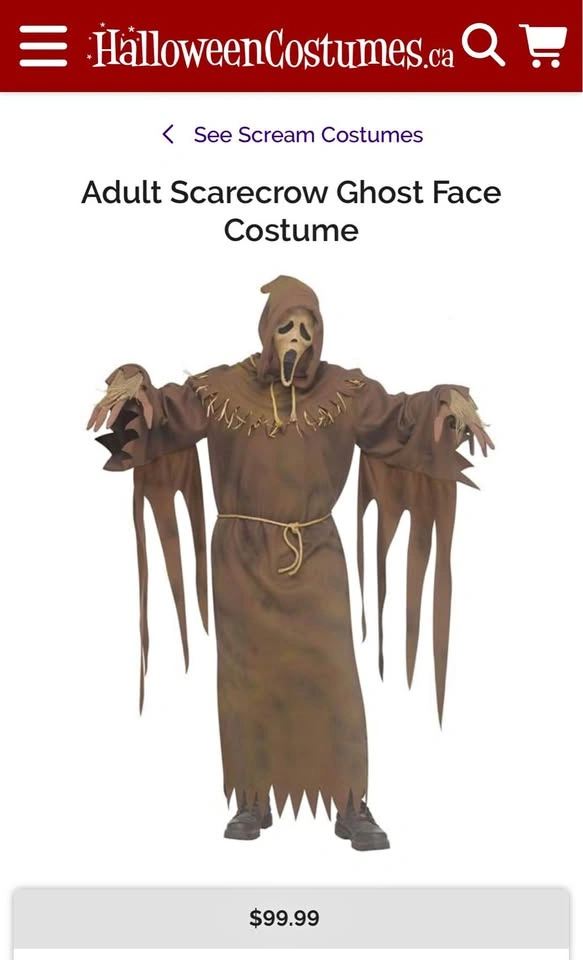 Scarecrow Ghost Face Halloween Costume