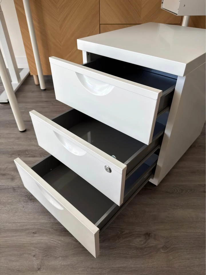 White 3-Drawer Mobile File Cabinet with Lock - photo 3