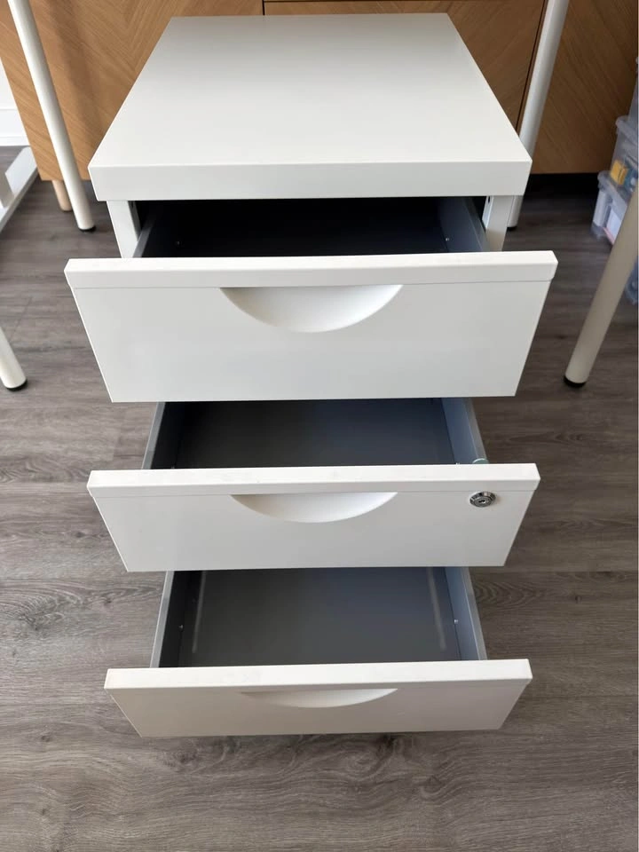 White 3-Drawer Mobile File Cabinet with Lock - photo 4