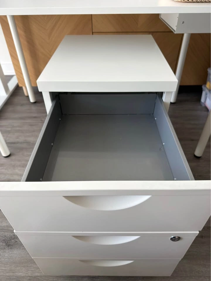 White 3-Drawer Mobile File Cabinet with Lock - photo 5