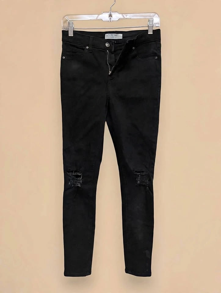 Topshop Moto Jamie Black Ripped Skinny Jeans – W30 L32