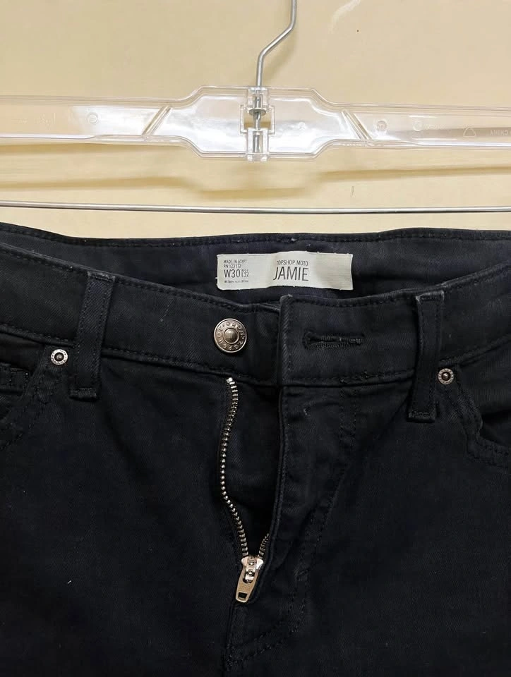 Topshop Moto Jamie Black Ripped Skinny Jeans – W30 L32 - photo 2