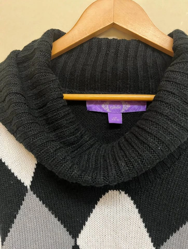 Jolie Argyle Cowl Neck Sweater Dress – Size S – Like New - photo 2