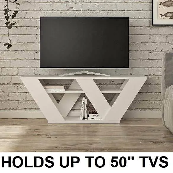 JV HOME TV Stand - Up to 50" TVs - White thumbnail