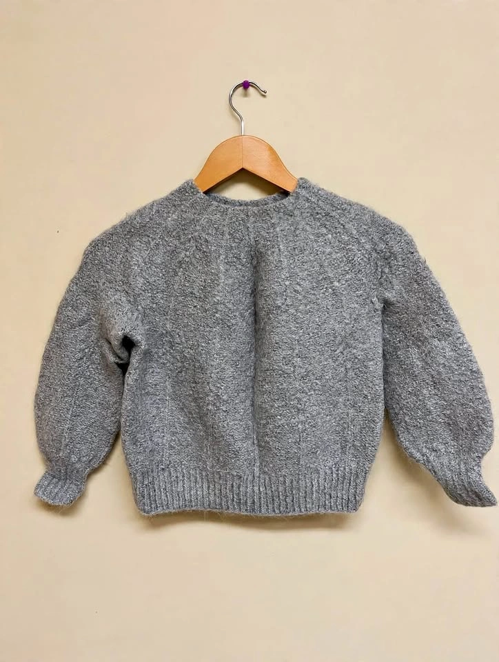Handmade Grey Wool-Blend Knit Sweater – Crew Neck – Size XS
