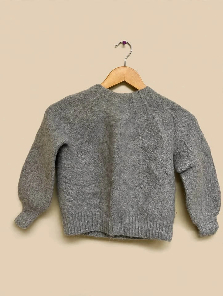 Handmade Grey Wool-Blend Knit Sweater – Crew Neck – Size XS - photo 2