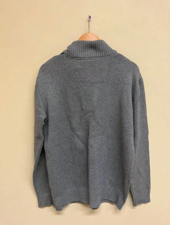Grey Fair Isle Quarter-Button Sweater -Size L - photo 3
