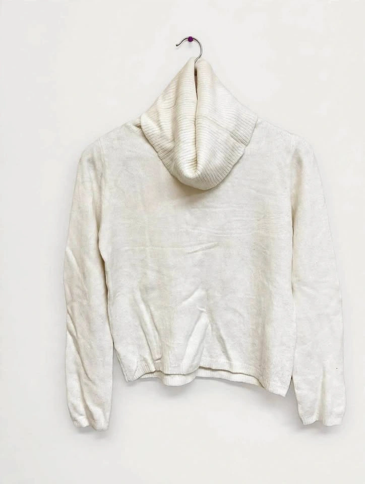 White Knit Turtleneck Sweater - Size M