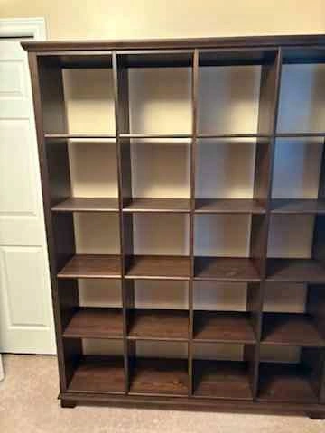 Large Dark Brown Wood 20-Cube Bookcase