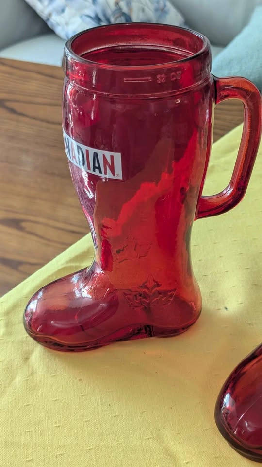 Authentic Molson Canadian promotional barware Red Glass Boots Pa - photo 2