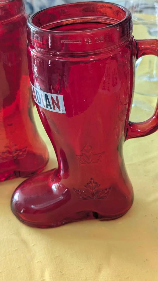 Authentic Molson Canadian promotional barware Red Glass Boots Pa - photo 3