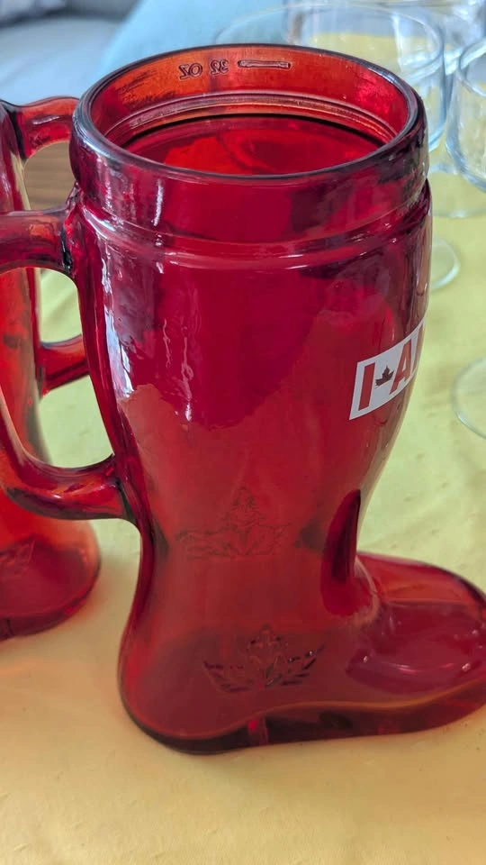 Authentic Molson Canadian promotional barware Red Glass Boots Pa - photo 4